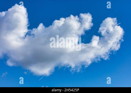 blue sky with lush cumulus clouds Stock Photo