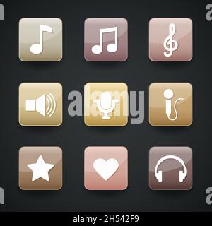 Music icons for app vector eps 10 Stock Vector