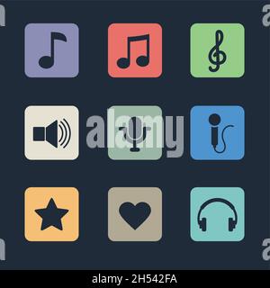 Music icons for app vector eps 10 Stock Vector