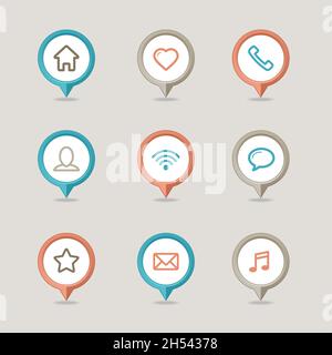 The modern mapping pins icon set eps 10 Stock Vector