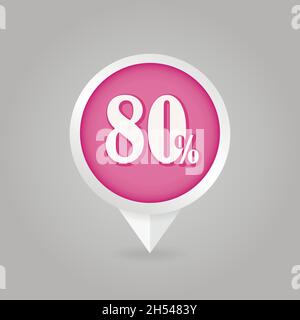 80 eighty Percent Retail Sale Discount pin map icon. Map pointer, markers. Stock Vector
