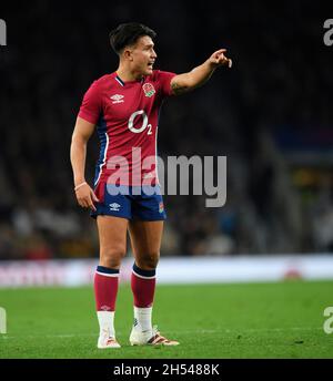 06 November 2021 - England v Tonga - Autumn International - Twickenham Stadium  England's Marcus Smith during the match at Twickenham . Picture Credit : © Mark Pain / Alamy Live News Stock Photo