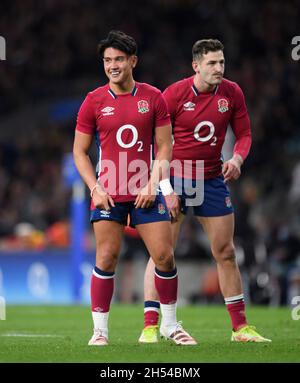 06 November 2021 - England v Tonga - Autumn International - Twickenham Stadium  England's Marcus Smith during the match at Twickenham . Picture Credit : © Mark Pain / Alamy Live News Stock Photo