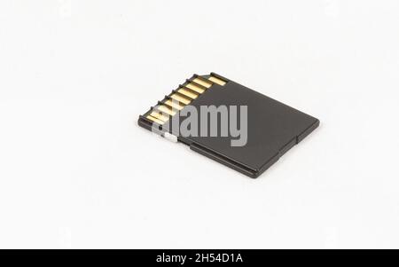 Black unbranded memory SD card, isolated on white background Stock Photo