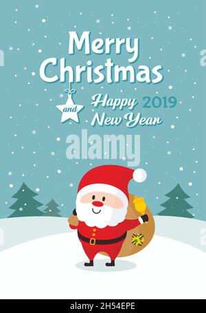 Santa Claus with a bag of gifts and a bell Stock Vector Image & Art - Alamy