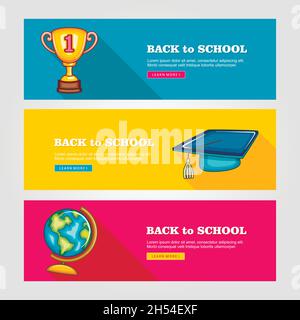 School flat vector banners, vector illustration eps 10 Stock Vector