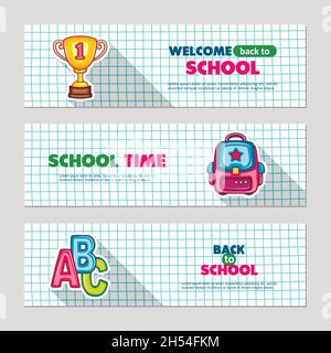 School flat vector banners, vector illustration eps 10 Stock Vector
