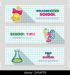 School flat vector banners, vector illustration eps 10 Stock Vector