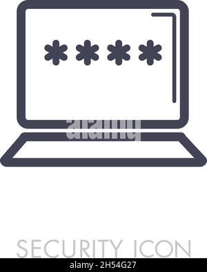 Laptop with password notification and lock icon vector illustration isolated on white, personal access, user authorization, login form, internet prote Stock Vector