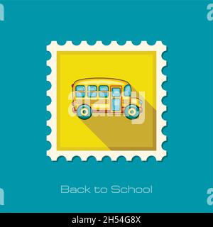 School Bus flat stamp, vector illustration eps 10 Stock Vector