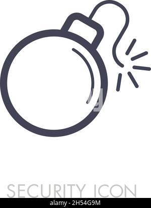 Bomb with lit fuse icon. Security sign. Graph symbol for your web site design, logo, app, UI. Vector illustration, EPS10. Stock Vector
