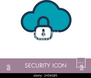 Cloud computer storage with lock icon. Security sign. Graph symbol for your web site design, logo, app, UI. Vector illustration, EPS10. Stock Vector