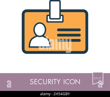 Id badge line icon. Identification card outline vector sign, linear pictogram isolated on white. Security. Graph symbol for your web site design, logo Stock Vector