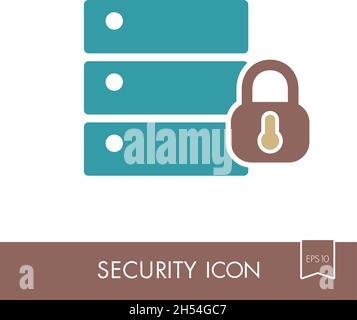 Database sign and padlock icon. Security sign. Graph symbol for your web site design, logo, app, UI. Vector illustration, EPS10. Stock Vector