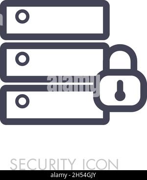 Database sign and padlock icon. Security sign. Graph symbol for your web site design, logo, app, UI. Vector illustration, EPS10. Stock Vector