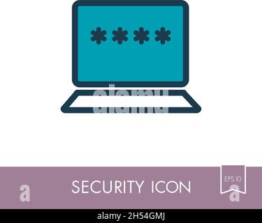 Laptop with password notification and lock icon vector illustration isolated on white, personal access, user authorization, login form, internet prote Stock Vector