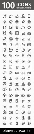 100 icons for web and mobile set eps 10 Stock Vector