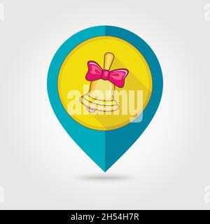Bell flat mapping pin icon, vector illustration eps 10 Stock Vector