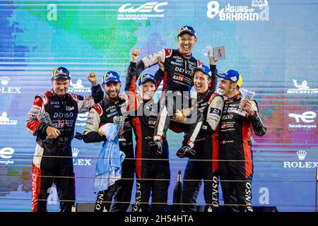 Nakajima Kazuki (jpn), Toyota Gazoo Racing, Toyota GR010 - Hybrid, portrait podium during the 8 Hours of Bahrain, 6th round of the 2021 FIA World Endurance Championship, FIA WEC, on the Bahrain International Circuit, from November 4 to 6, 2021 in Sakhir, Bahrain - Photo: Germain Hazard/DPPI/LiveMedia Stock Photo