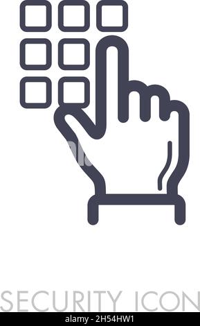 Hand finger entering pin code solid icon, unlock and password. Security sign. Graph symbol for your web site design, logo, app, UI. Vector illustratio Stock Vector