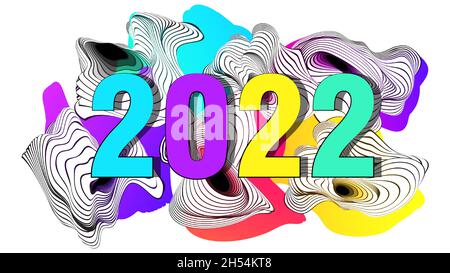 2022 Happy New Year Creative cover. Abstract color liquid shape. Stock Vector