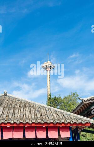 PORT AVENTURA, SPAIN - october 31, 2021. Attractions of the theme park Port Aventura. City of Salou, Catalonia, Spain. Stock Photo