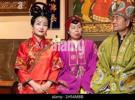 The 14th century Dangjia Village in Shaanxi Province performs a re-enactment of a Chinese marriage Stock Photo