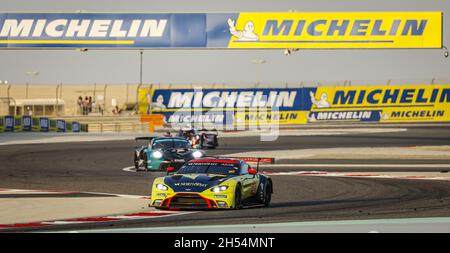 98 Dalla Lana Paul (can), Farfus Augusto (bra), Gomes Marcos (bra), Aston Martin Racing, Aston Martin Vantage AMR, action during the 8 Hours of Bahrain, 6th round of the 2021 FIA World Endurance Championship, FIA WEC, on the Bahrain International Circuit, from November 4 to 6, 2021 in Sakhir, Bahrain - Photo: Francois Flamand/DPPI/LiveMedia Stock Photo