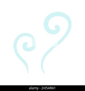 Abstract smoke element. Hand drawn, sketch style, blue color. Outline vector illustration isolated on white background. Stock Vector