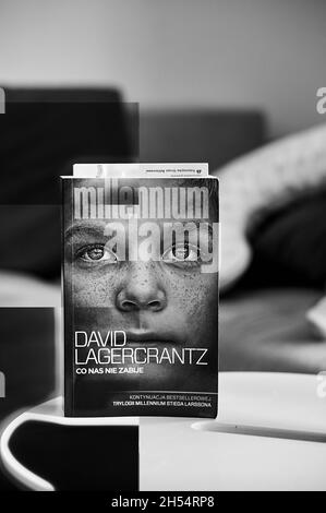 POZNAN, POLAND - Nov 12, 2017: A closeup of David Lagercrantz Millennium story book on a table Stock Photo