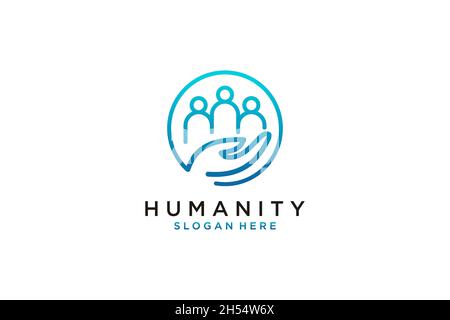 Social Humanity People Logo. Flat Vector Logo Design Template Stock Vector