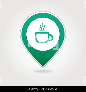 Cap of Tea or Coffee map pin icon, map pointer, vector illustration eps 10 Stock Vector