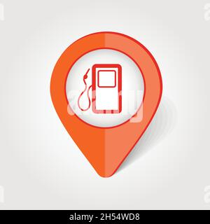 Gas Station map pin icon, map pointer, vector illustration eps 10 Stock Vector