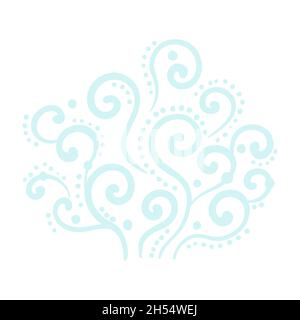 Abstract smoke element. Hand drawn, sketch style, blue color. Outline vector illustration isolated on white background. Stock Vector