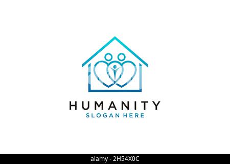 Social Humanity People Logo. Flat Vector Logo Design Template Stock Vector