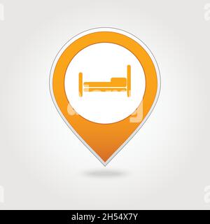 Bed map pin icon, map pointer, vector illustration eps 10 Stock Vector