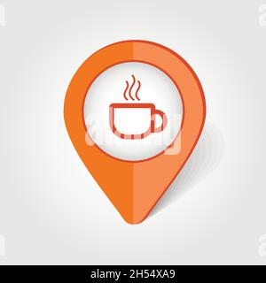 Cap of Tea or Coffee map pin icon, map pointer, vector illustration eps 10 Stock Vector