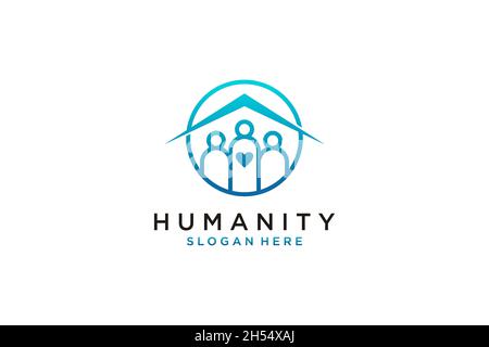 Social Humanity People Logo. Flat Vector Logo Design Template Stock Vector