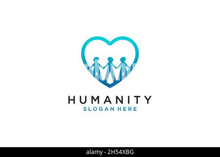 Social Humanity People Logo. Flat Vector Logo Design Template Stock Vector