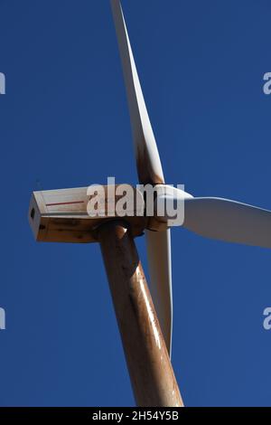 Wind turbines leaking oil and near possible failure. Stock Photo