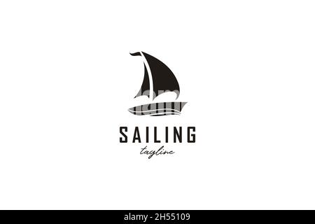 Simple Sailing Yacht Silhouette Logo design inspiration Vector Stock Vector