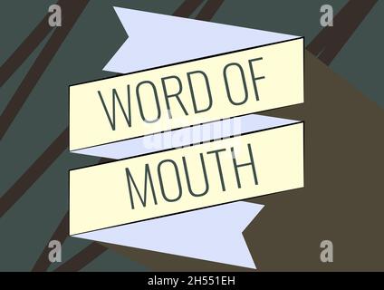 Conceptual caption Word Of Mouth. Business approach information that is transmitted without being written down Folded Paper Sash Drawing In Zigzag Stock Photo