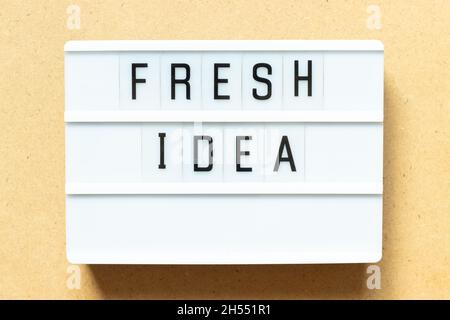 Lightbox with word fresh idea on wood background Stock Photo