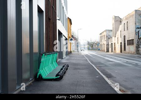 Bolt electric scooters. Bolt is transportation network, scooter-sharing system and food delivery company operating internationally. Stock Photo