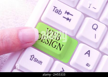 Conceptual caption Web Design. Business concept Website development Designing and process of creating websites Abstract Recording List Of Online Shop Stock Photo