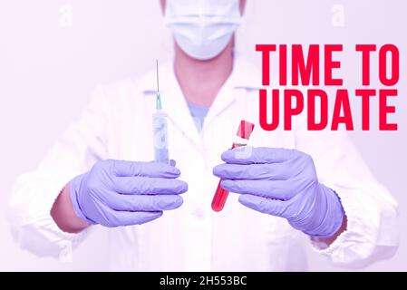 Handwriting text Time To Update. Conceptual photo this is right moment to make something more modern new Testing New Vaccine For The Virus Presenting Stock Photo