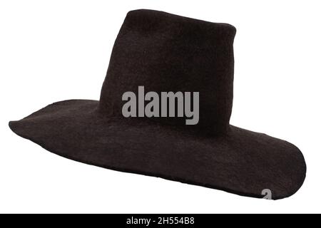 Retro vintage men's black hat isolated on white background Stock Photo