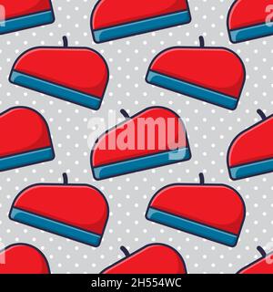 beret hat seamless pattern vector illustration Stock Vector