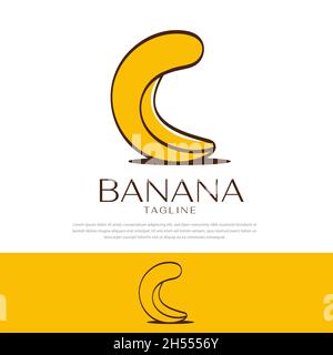 Banana fruit logo Vector illustration for food and drink, restaurant and bar, menu, fruit market. Stock Vector