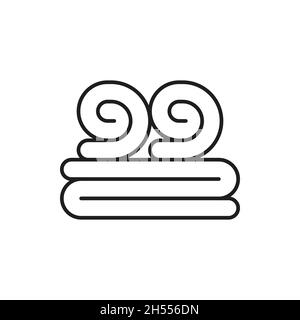 Towels folded or rolled spa cloth isolated thin line icon. Vector hotel, bath, pool or beach, kitchen towels rolls, stack of hygiene cloth of fleece m Stock Vector